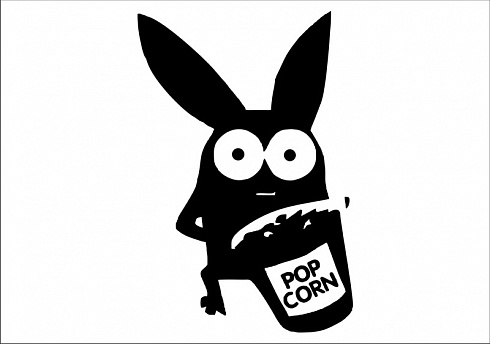 Наклейка "заяц и попкорн"
