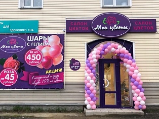 Изготовление и монтаж баннера на раме для салона "МОИ ЦВЕТЫ",  Карпинск
